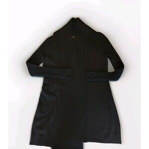 Marisa Christina Cashmere Sweater Cardigan Womens Medium Black Long Ribbed